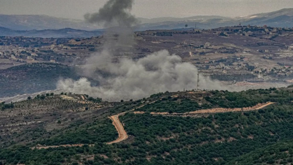 Smoke rises following an exchange of fire between the Israel Defense Forces and Hezbollah terrorists, Nov. 12, 2023. Photo by Ayal Margolin/Flash90.