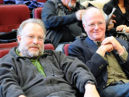 Jerry Greenfield (left) and Ben Cohen, founders of the Ben & Jerry's ice-cream company, Oct. 24, 2010. Credit: Dismas via Wikimedia Commons.