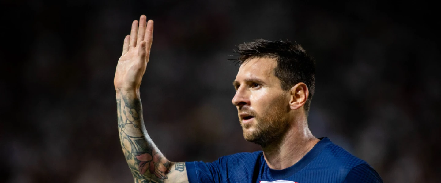 Lionel Messi at the French Super Cup match between Paris Saint-Germain and Nantes at Bloomfield Stadium in Jaffa, July 31, 2022. Credit: Oren Ben Hakoon/Flash90.