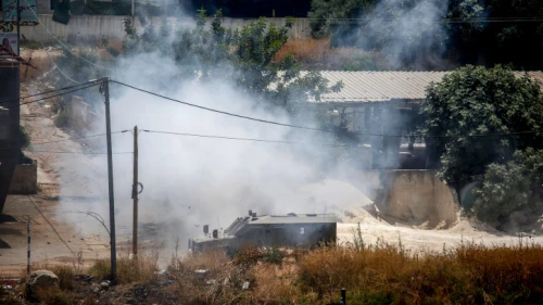 IDF vehicles during a fight with terrorists in Jenin, June 19, 2023. Photo by Nasser Ishtayeh/Flash90.