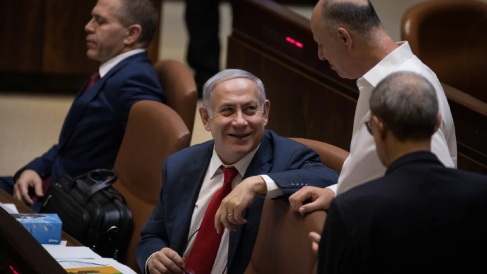 Israeli Prime Minister Benjamin Netanyahu attends the Knesset Plenary Hall session ahead of the vote on Israel's nationality bill, which will solidify the foundation of a Jewish state for the Jewish people. July 18, 2018. Photo by Hadas Parush/Flash90.