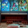 Chagall Windows depicting the tribes of Zebulon to Joseph above the bimah in the Abbell Synagogue. Photo by Ariella Green/all rights reserved to Hadassah.