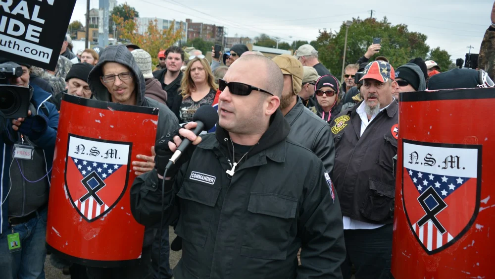 Jeff Schoep when he was active with the violent, antisemitic National Socialist Movement. Credit: Courtesy.
