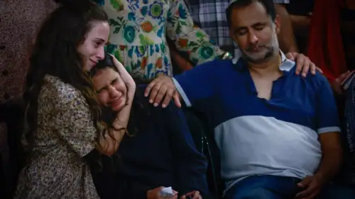 Family and friends attend the funeral of Batsheva Nigri, who was murdered in a terrorist shooting near Hebron on Aug. 21, 2023, in the Gush Etzion Regional Cemetery in Kfar Etzion. Photo by Chaim Goldberg/Flash90.