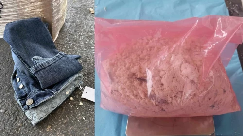 Explosives confiscated by Israeli authorities at the Kerem Shalom Crossing at the Gaza border, Sept. 4, 2023. Credit: Israel Defense Ministry.