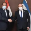 Israeli Prime Minister Naftali Bennett met with Egyptian Intelligence Minister Abbas Kamel in Israel on Aug. 18, 2021. Source: Twitter/PMO.