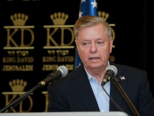 U.S. Sen. Lindsey Graham speaks during a press conference in Jerusalem, July 2, 2019. Credit: Flash90.