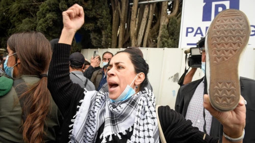 Arab Israelis protest against the visit of Israeli Prime Minister Benjamin Netanyahu in Nazareth, Jan. 13, 2021. Photo by Roni Ofer/Flash90.