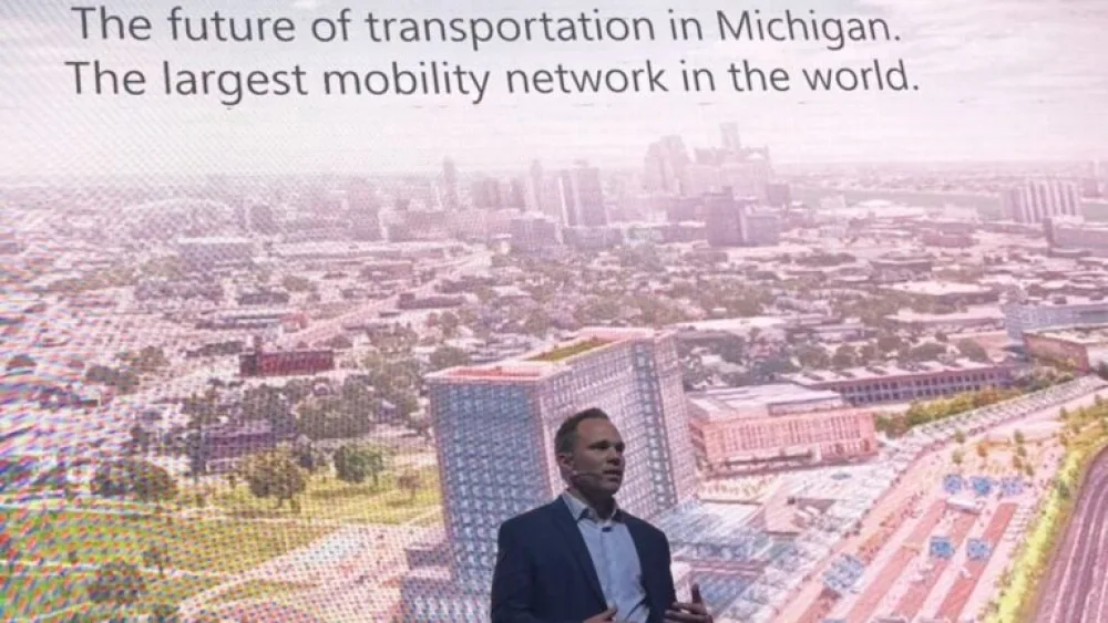 Trevor Pawl speaking at EcoMotion 2022. Photo courtesy of Michigan Israel Business Accelerator