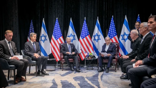 U.S. President Joe Biden flew to Israel to meet with Israeli Prime Minister Benjamin Netanyahu and other senior officials amid war with Hamas in the Gaza Strip, Tel Aviv, Oct. 18, 2023. Photo by Miriam Alster/Flash90.