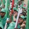 Hamas supporters attend a rally prior to the Student Council elections at Birzeit University on the outskirts of Ramallah, May 6, 2014. Photo by Issam Rimawi/Flash90.