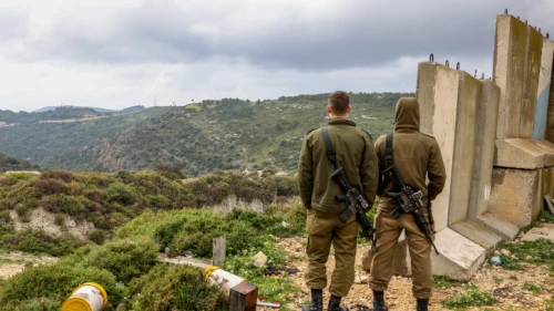 Israeli soldiers patrol along the border with Lebanon, March 15, 2023. Photo by David Cohen/Flash90.