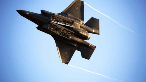 Pilots course’s last test. An IAF Lockheed Martin F-35 "Adir" (Lightning II) jet with weapons bay open at the Hatzerim Air Base near Beersheva, June 27, 2017. Photo by Yissachar Ruas/TPS.