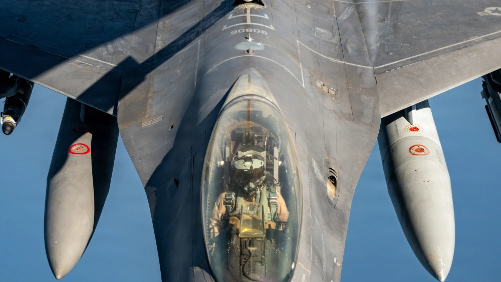A U.S. Air Force F-16 Fighting Falcon receives fuel from a KC-135 Stratotanker in the U.S. Central Command area of responsibility, June 30, 2026. U.S. Air Force photo by Tech. Sgt. Tiffany A. Emery.
