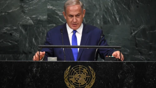 Israeli Prime Minister Benjamin Netanyahu addresses the 71st U.N. General Assembly debate at U.N. headquarters in New York on Sept. 22, 2016. Photo by Kobi Gideon/GPO.