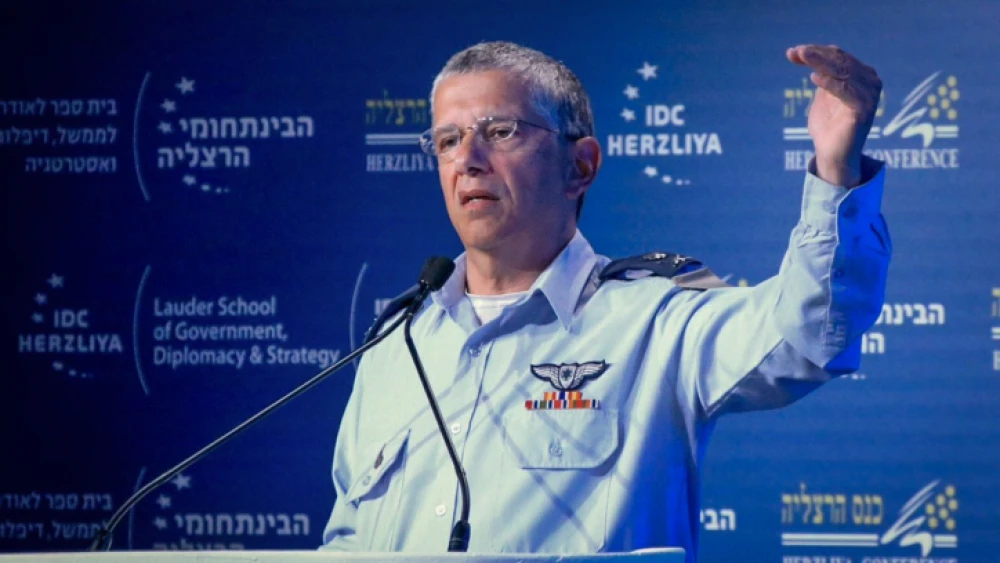Maj. Gen. Amir Eshel, Commander in Chief of the Israeli Air Force, speaks at the Herzliya Conference at IDC, on June 21, 2017. Photo by Flash90.