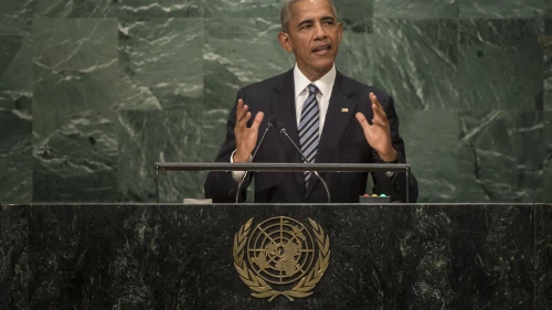 President Barack Obama addresses the U.N. General Assembly in September 2016. Credit: U.N. Photo/Cia Pak.