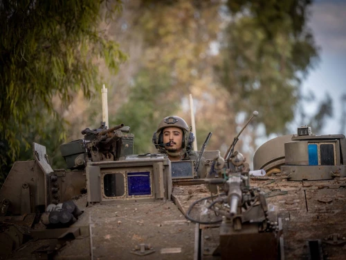 Israeli soldiers from the Armored Brigade operating in a village in Southern Lebanon, on Nov. 20, 2024, during Israeli military operations