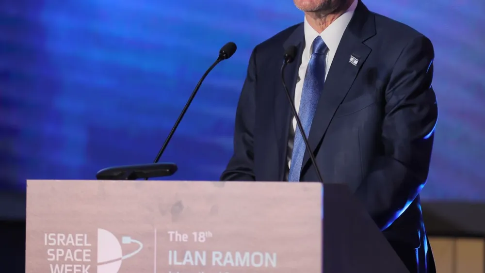 Israeli President Isaac Herzog speaks at the Ilan Ramon Space Conference in Tel Aviv. Photo by Ronen Horesh/GPO.