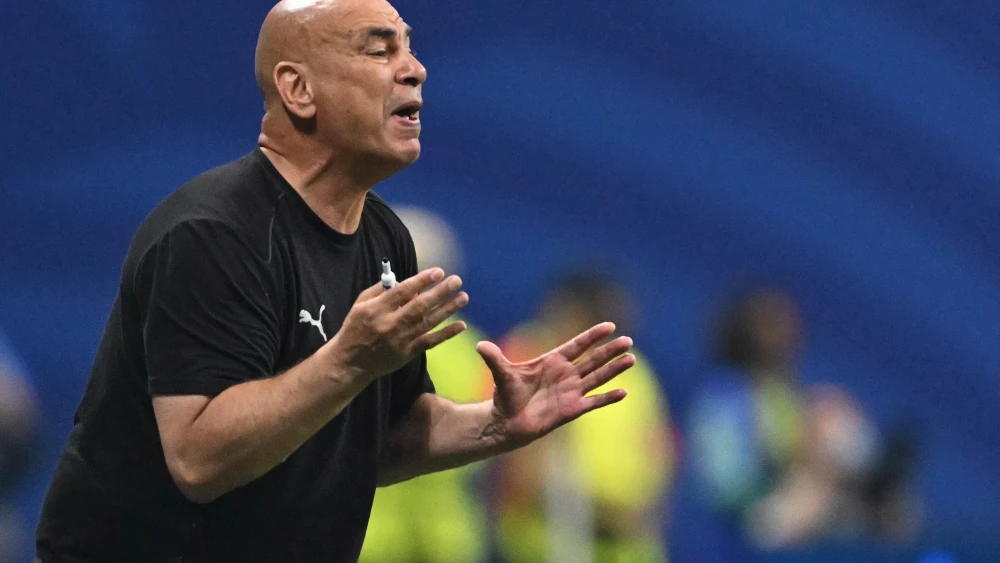 Egypt's head coach Hossam Hassan gestures during the 2026 World Cup round of 16 football match between Argentina and Egypt at Atlanta Stadium in Atlanta on July 7, 2026. Photo by Roberto Schmidt/AFP via Getty Images.