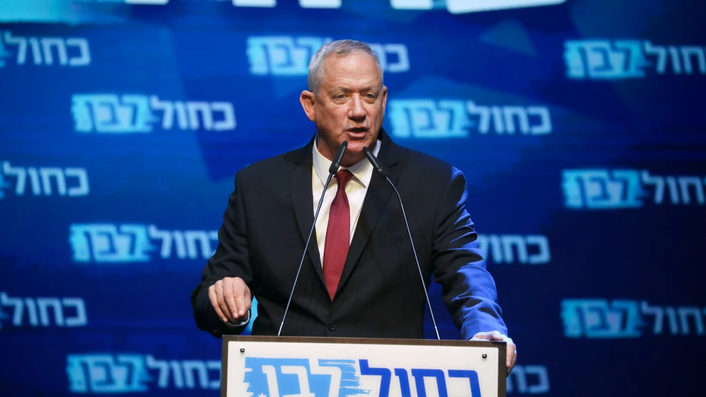 Blue and White leader Benny Gantz at party headquarters in Tel Aviv on election night, Sept. 18, 2019. Photo by Hadas Parush/Flash90.