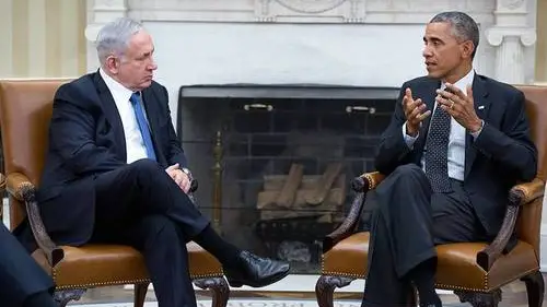 U.S. President Barack Obama with Israeli Prime Minister Benjamin Netanyahu in the Oval Office on Oct. 1, 2014. Credit: Official White House Photo by Pete Souza.