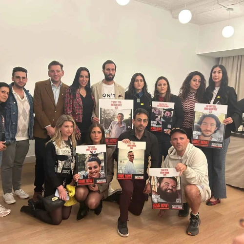 Influencers meet families of Israeli hostages in New York City, Nov. 7, 2024. Photo: Amelie Botbol.
