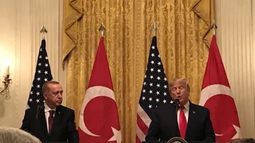 Turkish President Recep Tayyip Erdoğan and U.S. President Donald Trump at a White House press conference on Nov. 13, 2019. Photo by Jackson Richman/JNS.