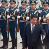 Chinese President Xi Jinping and Palestinian Authority President Mahmoud Abbas during a previous visit by Abbas to Beijing. Source: Twitter.