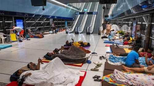 People take shelter in an underground train station in Tel Aviv during ongoing missile attacks from Iran, June 17, 2025. Photo by Chaim Goldberg/Flash90.