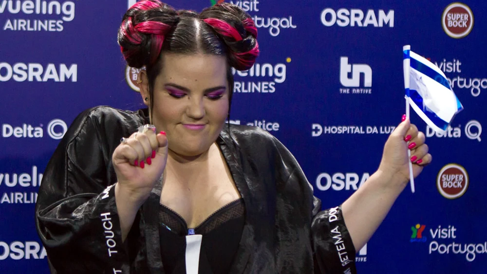 Israel contestant Netta Barzilai after the first semi-final round of the 2018 Eurovision Song Contest on May 8, 2018. Credit: Wouter van Vliet, EuroVisionary via Wikimedia Commons.