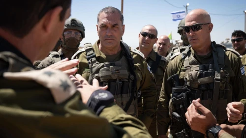 IDF Chief Lt. Gen. Eyal Zamir tours southern Syria with senior commanders, July 1, 2025. Credit: IDF.