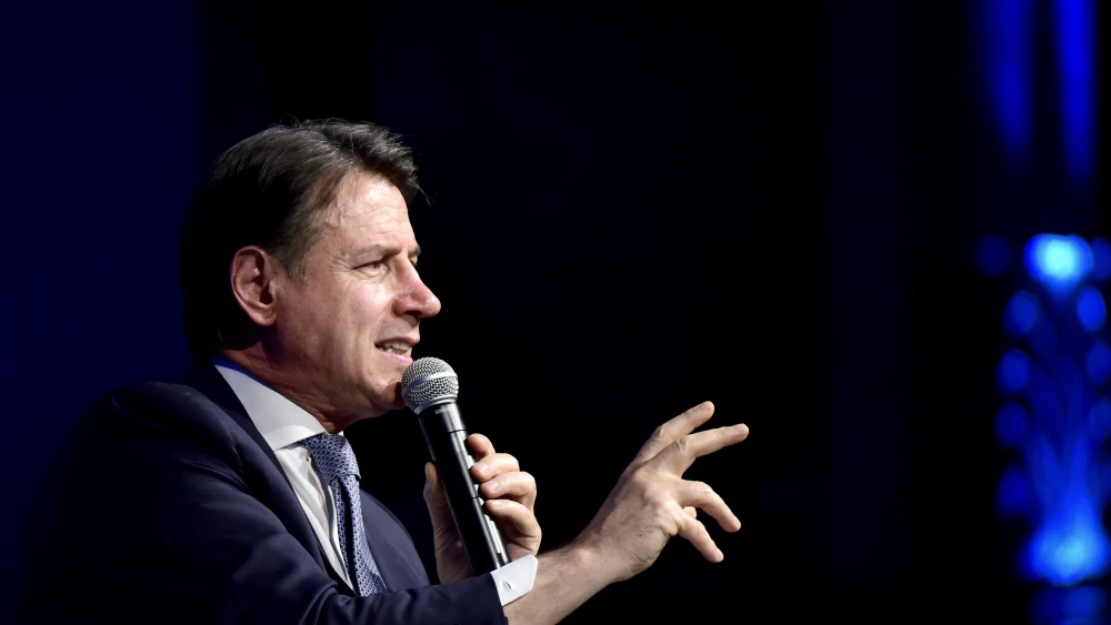 Former Italian Prime Minister and Five Star Movement President Giuseppe Conte participates in the "Truth Day" event of the newspaper La Verità at the Roman Aquarium, June 23, 2026, in Rome, Italy. Photo by Simona Granati-Corbis/Corbis via Getty Images.