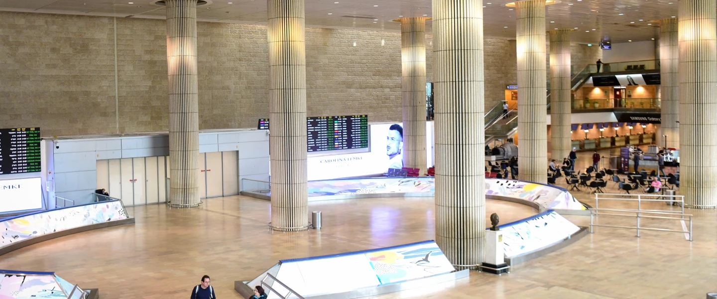 The empty arrival hall at Ben-Gurion International Airport on March 11, 2020. Photo by Flash90.