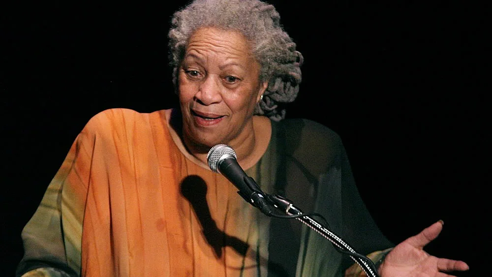 Toni Morrison speaking in 2008. Credit: Angela Radulescu via Wikimedia Commons.