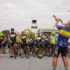 Cyclists commence the ride with the blowing of the shofar