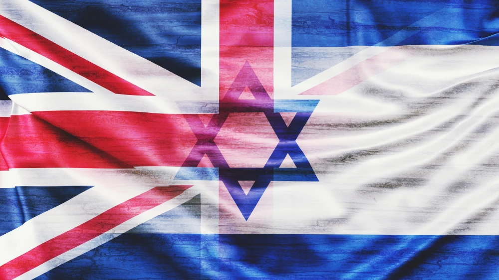 Flags of Israel and the United Kingdom. Credit: Jacek Wojnarowski/Shutterstock.