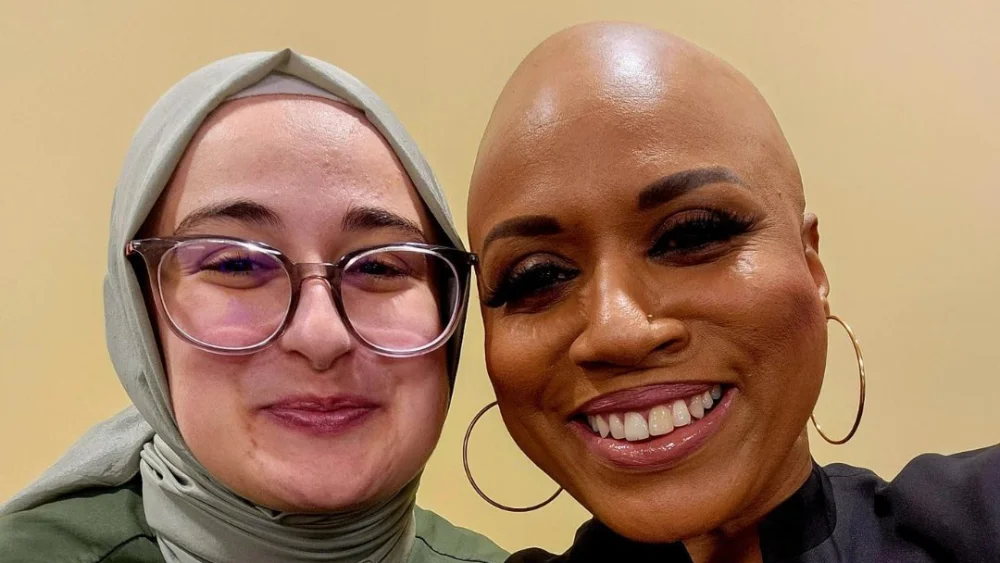 Rümeysa Öztürk with Rep. Ayanna Pressley (D-Mass.). Credit: Rep. Ayanna Pressley's office.