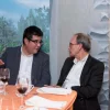Adam Minsky, President and CEO of the UJA Federation of Greater Toronto, shares his thoughts with Israeli MK Nachman Shai (Labor/Zionist Camp). Credit: Liora Kogan.