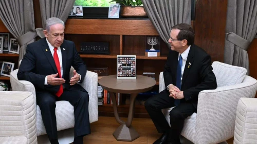 Israel's Prime Minister Benjamin Netanyahu and President Isaac Herzog meet in Jerusalem, July 6, 2025. Photo by Haim Zach/GPO.