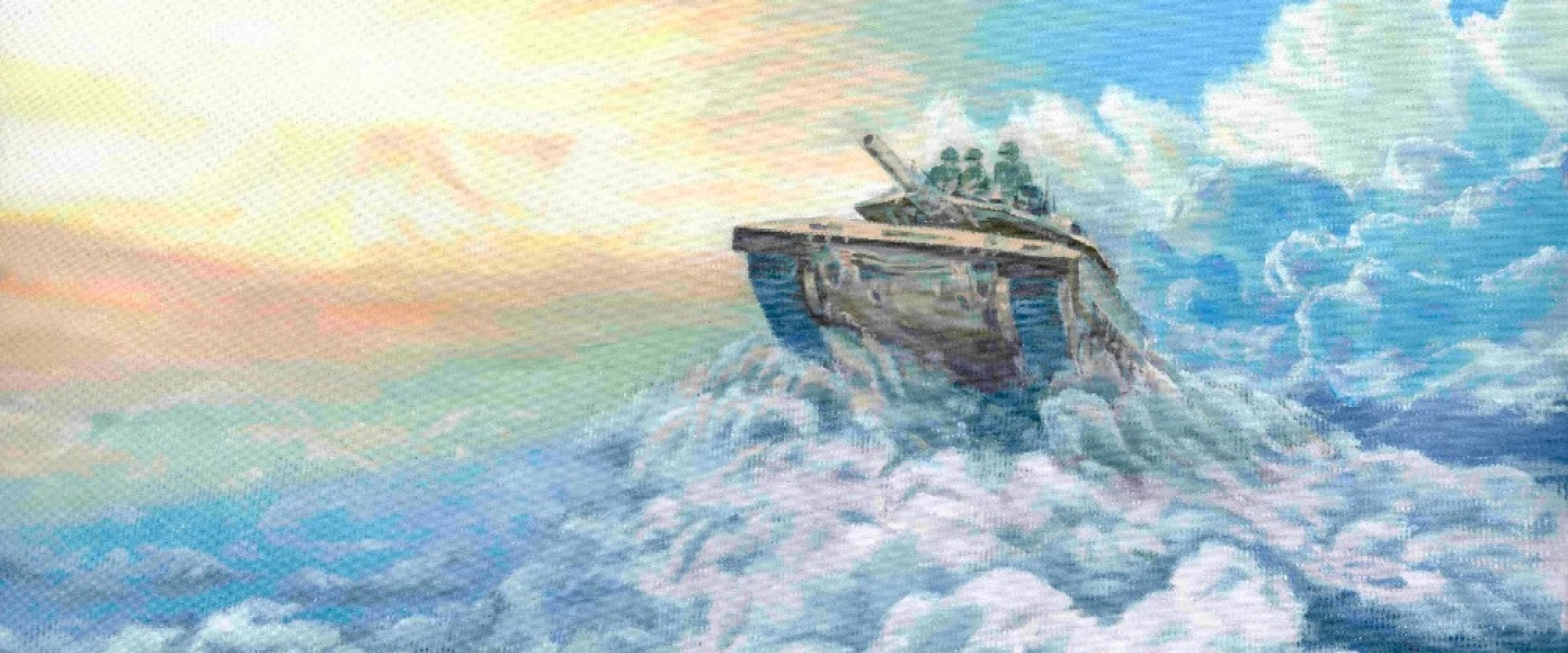 "Borne to the Heavens in a Tempest" by artist David Fisch, oil on canvas, 2026. Credit: Hazut.