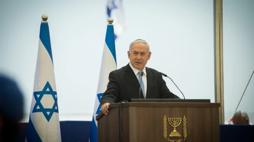 Israeli Prime Minister Benjamin Netanyahu speaks at the Ethiopian Immigrants Memorial Ceremony on Mount Herzl in Jerusalem on June 2, 2019. Photo by Noam Rivkin Fenton/Flash90.