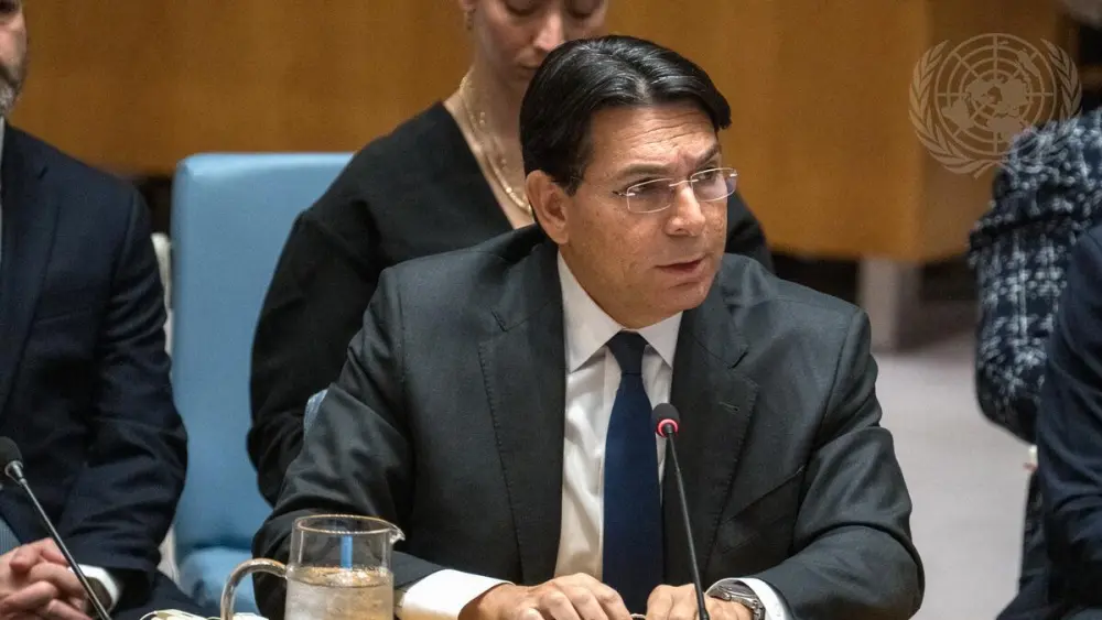 Danny Danon, Israel's ambassador to the United Nations, addresses the Security Council meeting on the situation in the Middle East, including the Palestinian question, at the U.N. Headquarters in New York City, April, 28, 2026. Credit: Mark Garten/UN Photo.