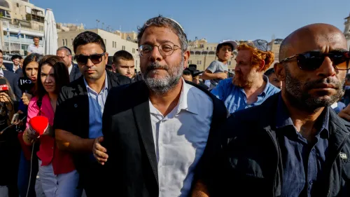 Otzma Yehudit Party leader Itamar Ben-Gvir arrives to visit the Temple Mount in Jerusalem on Tisha B'Av, Aug. 7, 2022. Photo by Olivier Fitoussi/Flash90.