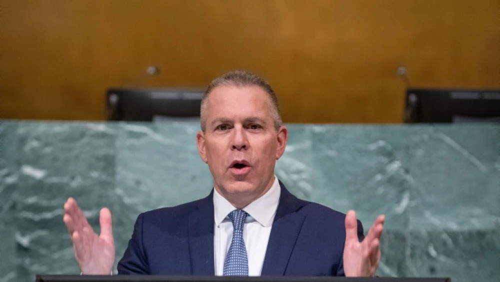Gilad Erdan, Israeli ambassador to the United Nations, at the General Assembly Hall in New York, Jan. 16, 2023. Photo by Arie Leib Abrams/Flash90.