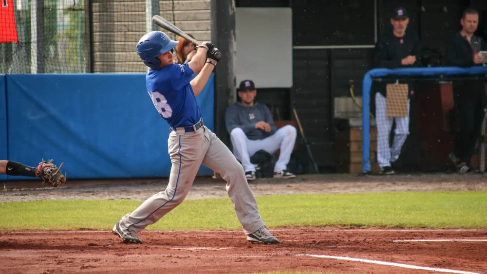 Israel’s Gal Partouche swinging for the fences. Photo by Margo Sugarman.