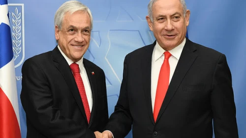 Chilean President Sebastián Piñera with Israeli Prime Minister Benjamin Netanyahu in Jerusalem. Credit: GPO/Kobi Gideon.