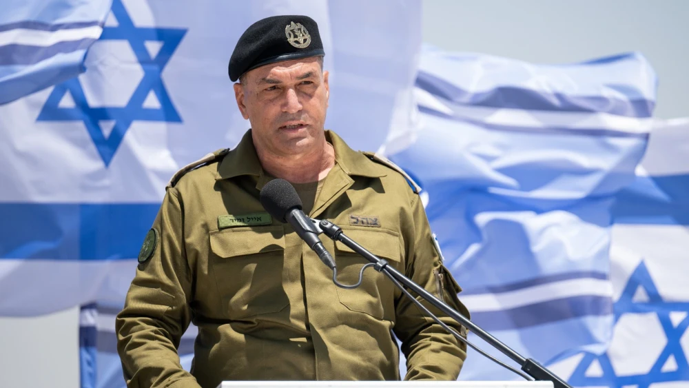 Israel Defense Forces Chief of Staff Lt. Gen. Eyal Zamir speaks during a military ceremony at the Nevatim Airbase in southern Israel, May 27, 2026. Credit: IDF Spokesperson's Unit.