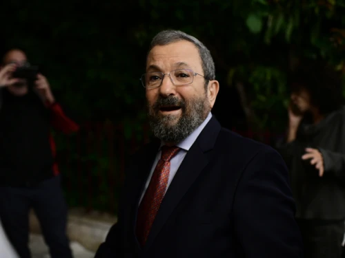 Former Israeli Prime Minister Ehud Barak during a press conference in Tel Aviv on April 3, 2019. Photo by Tomer Neuberg/Flash90.