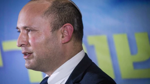 Then-Defense Minister Naftali Bennett holds a press conference in Jerusalem, May 14, 2020. Photo by Yonatan Sindel/Flash90.